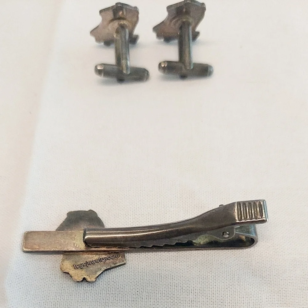 Handmade By Logo Jewelry Two Cufflinks & One Tie Holder Clip Pre-Owned